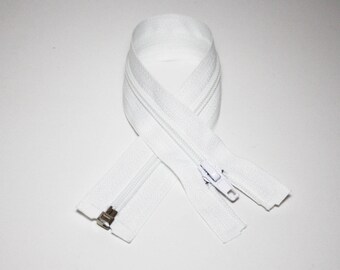 Zipper, 35 cm, white, separable