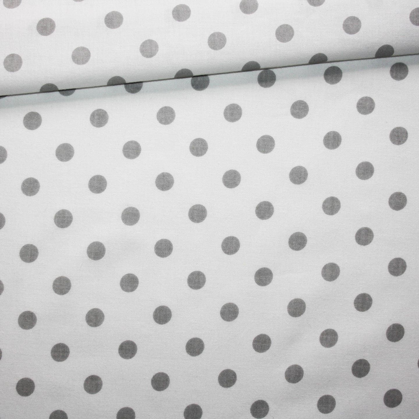 10 mm grey polka dot fabric on a white cotton background Etsy