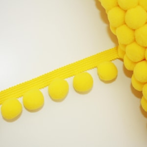 Bordo pompon giallo 20 mm, 1 m, nastro pompon, bordo pompon