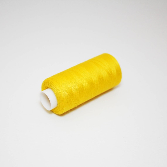 Carrete de hilo de coser 350 m amarillo sol, hilo de coser amarillo 100%  poliéster
