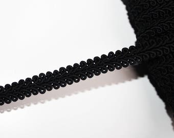 Galon de passementerie épi 10 mm noir vendu au mètre