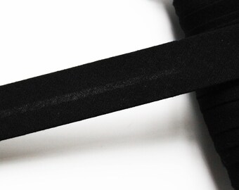 Encadernação viés preta lisa, 18 mm, encadernação viés universal de algodão pré-plissado