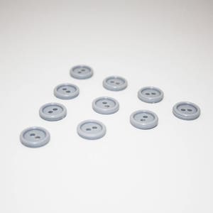 Set of 10 buttons round light grey 12 mm, button 2 holes