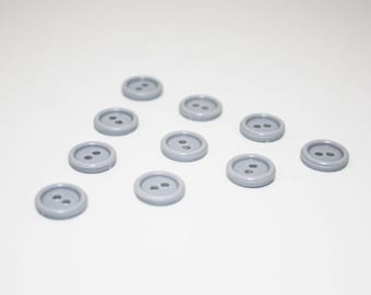 Set of 10 buttons round light grey 12 mm, button 2 holes