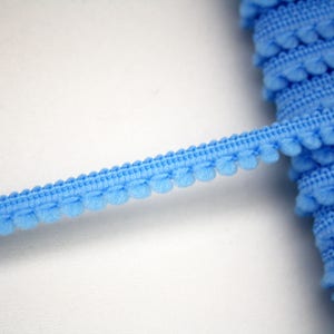 Striscia mini pastello blu pompon 8mm, 1 m, pompon, mini nastro nastro pompon