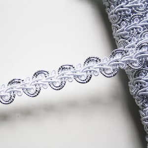 Galon blanc et argenté 14 mm, galon de passementerie, 1 m, ruban argenté