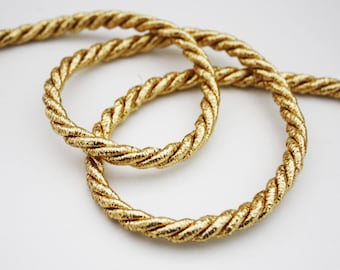 Twisted gold glitter cord 7 mm, 1 m, curtains, accessories