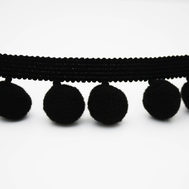 Galon pompons noir 20 mm, 1 m, ruban à pompons, galon à pompons image 2