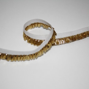 Ruban élastique blanc et doré 13 mm vendu au mètre