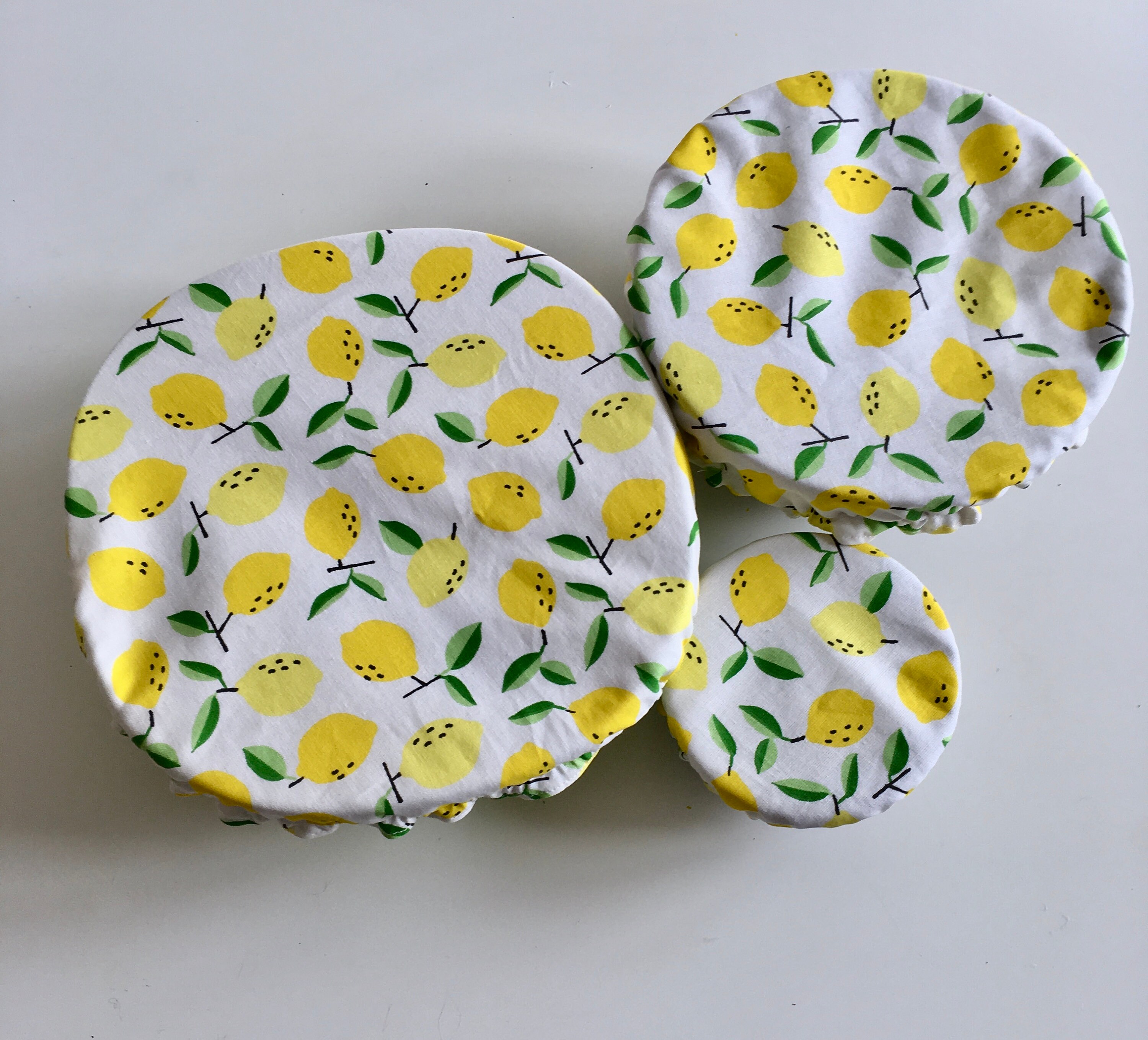 Lot de 3 Charlottes Pour Plats Ronds. Coton, Tissu Pul , Lavables, Réutilisables, Zéro Déchet.