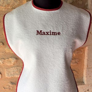 ADULT BIB personalized with first name, hook-and-loop fasteners