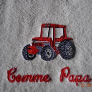 BAVOIR ENFANT TRACTEUR COMME PAPA PERSONNALISE BIAIS ROUGE image 2