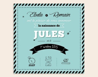 Faire part "Jules" rétro