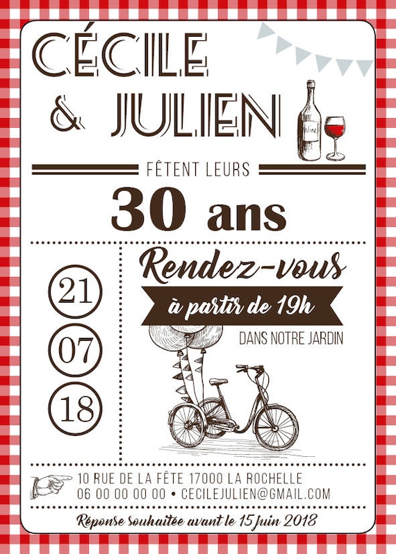 Carton D Invitation Theme Guinguette Etsy Carton D Invitation Theme Guinguette Etsy