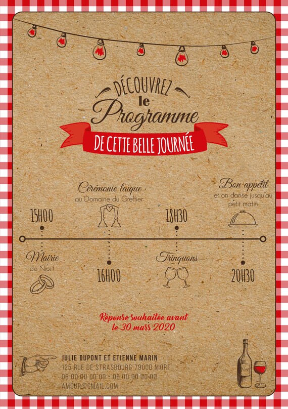 Invitation Card Theme Guinguette Etsy