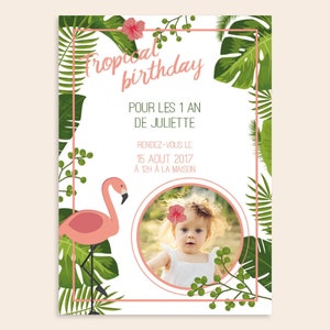 Carton d'anniversaire ou baptême thème tropical