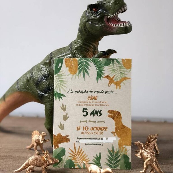 Faire part d'anniversaire ou baptême thème dinosaures