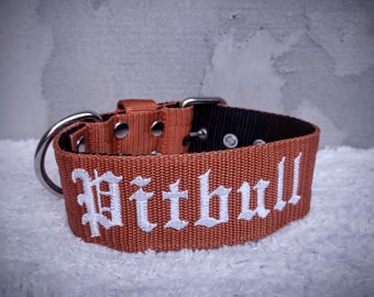 Pitbull Dog Collar, Collar for Big Dog, Embroidered Necklace Pitbull