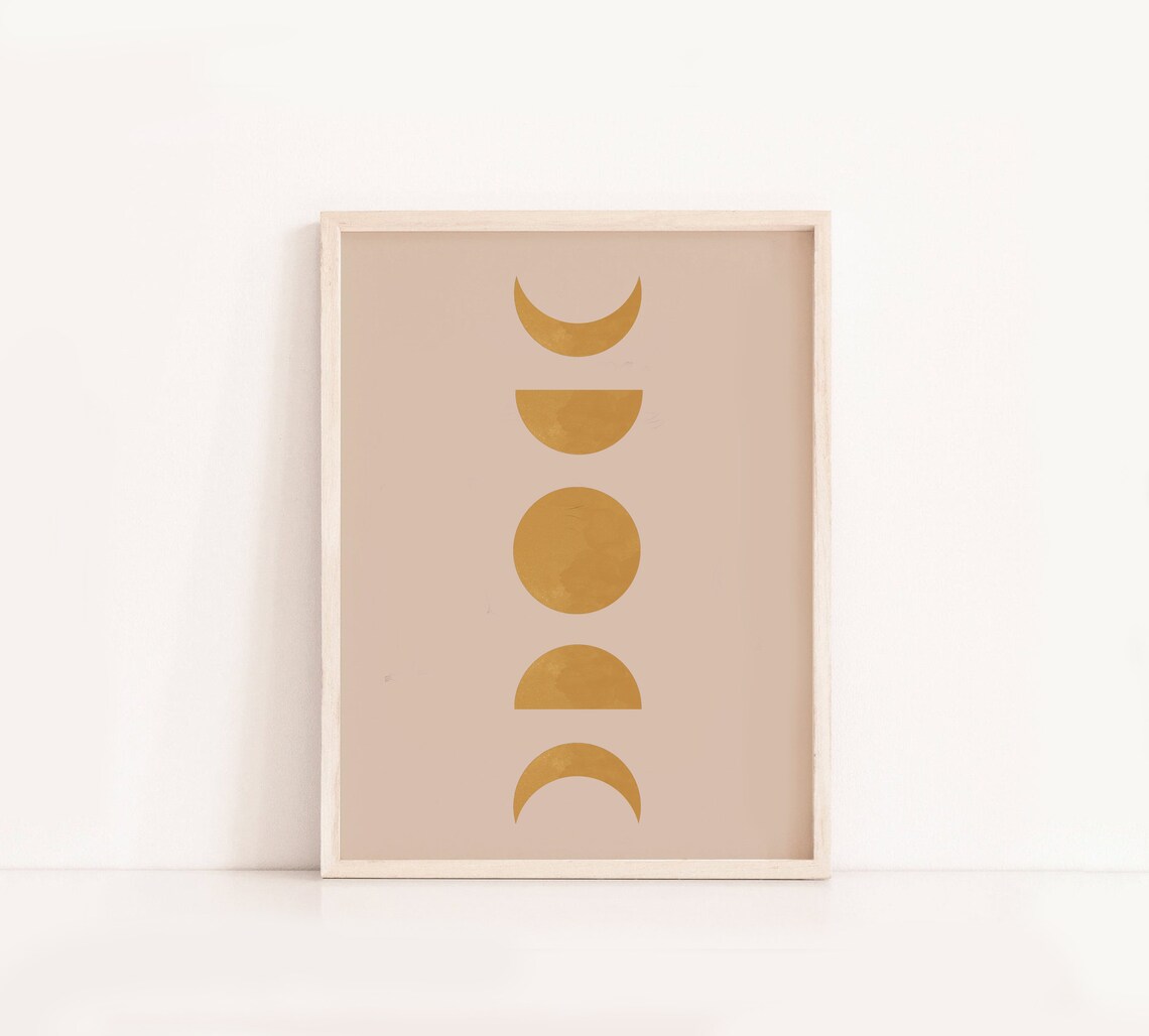 Moon Phase Wall Printable Art Boho Moon Wall Art Etsy