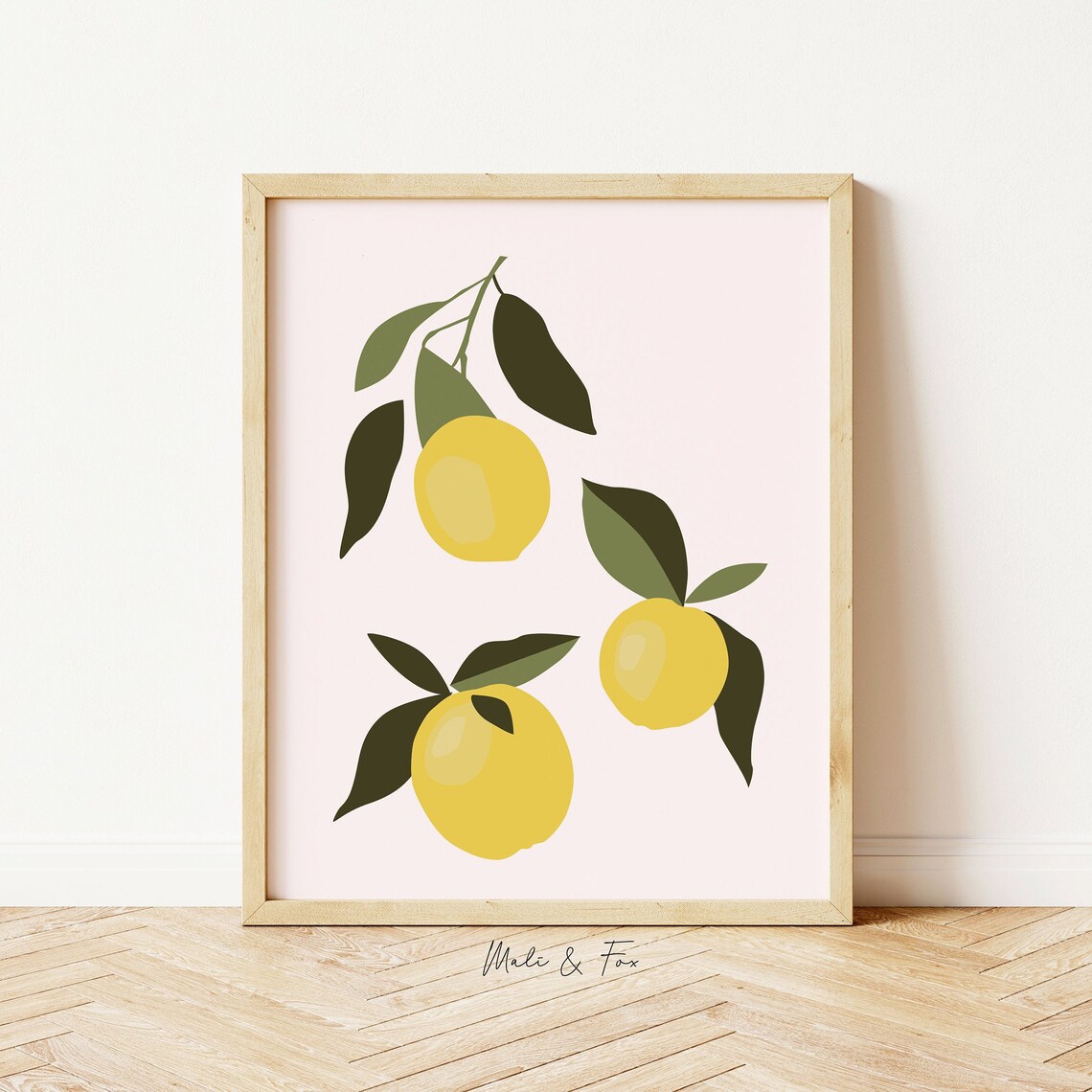 Modern abstract botanical lemon wall art lemon kitchen Etsy