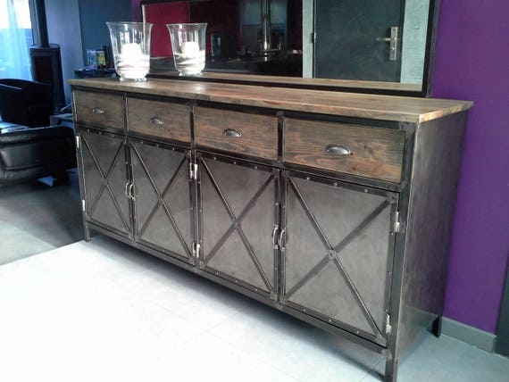 Table A Manger Bois Brut Industrielle 4 Pieds Sur Cdc Design