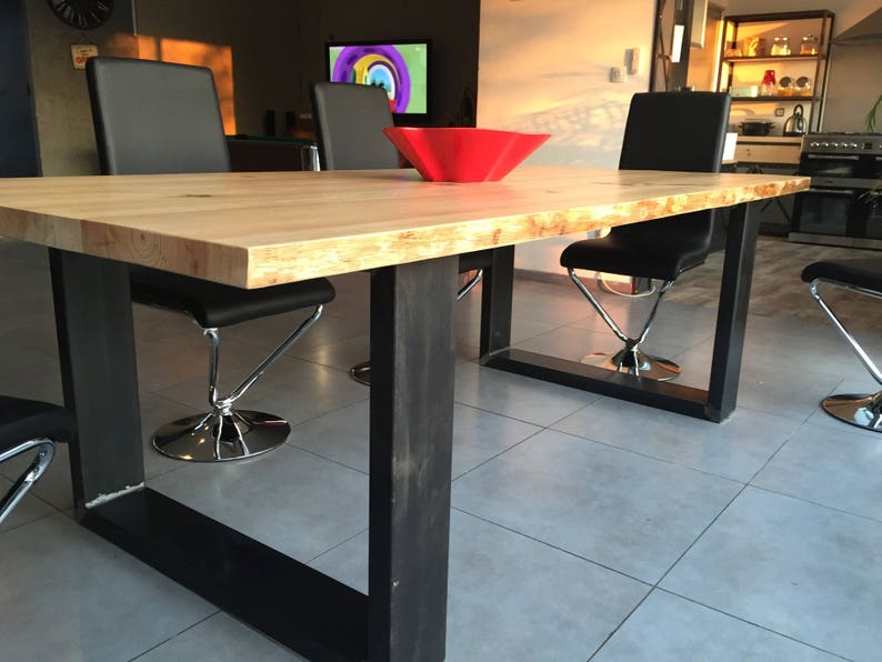 Table de salle à manger style industriel pied acier plateau de | Etsy