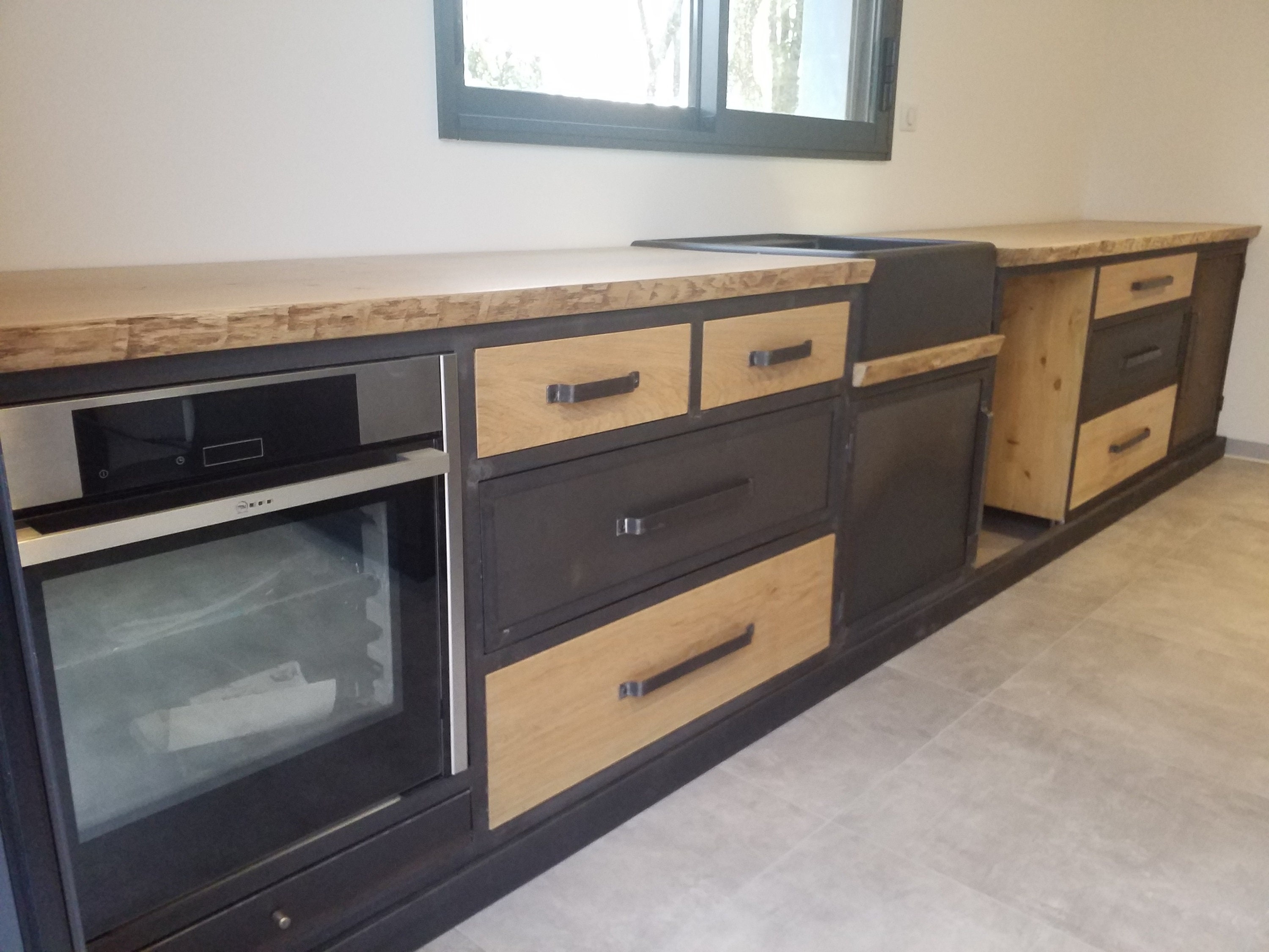 Cocina de estilo industrial personalizado de acero y cajón y | Etsy