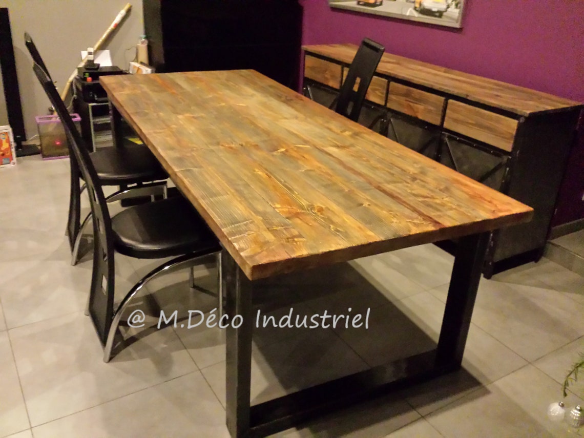 Industrial furniture dining table foot steel tray in solid Etsy