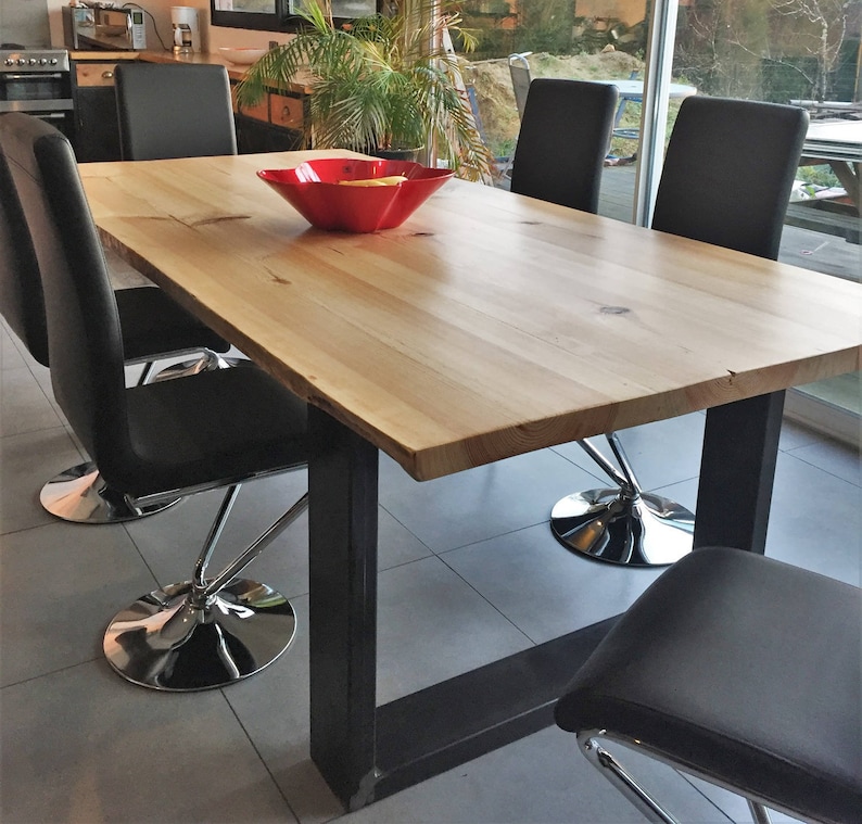 Table de salle à manger style industriel pied acier ...