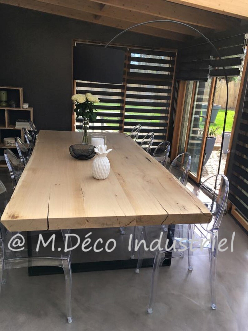Table de salle à manger style industriel plateau en chêne  Etsy