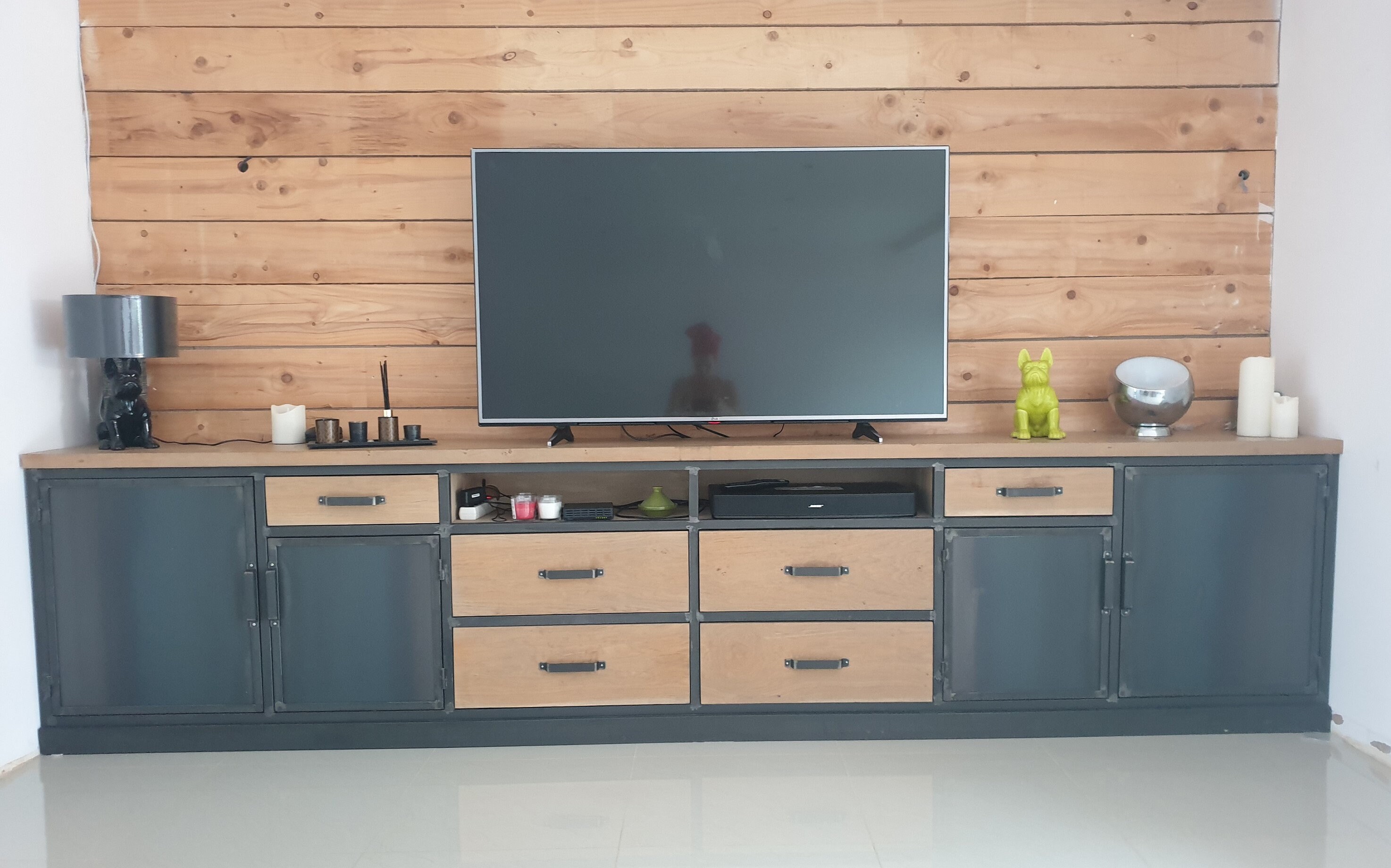 Meuble de Tv Industriel Acier Xxl