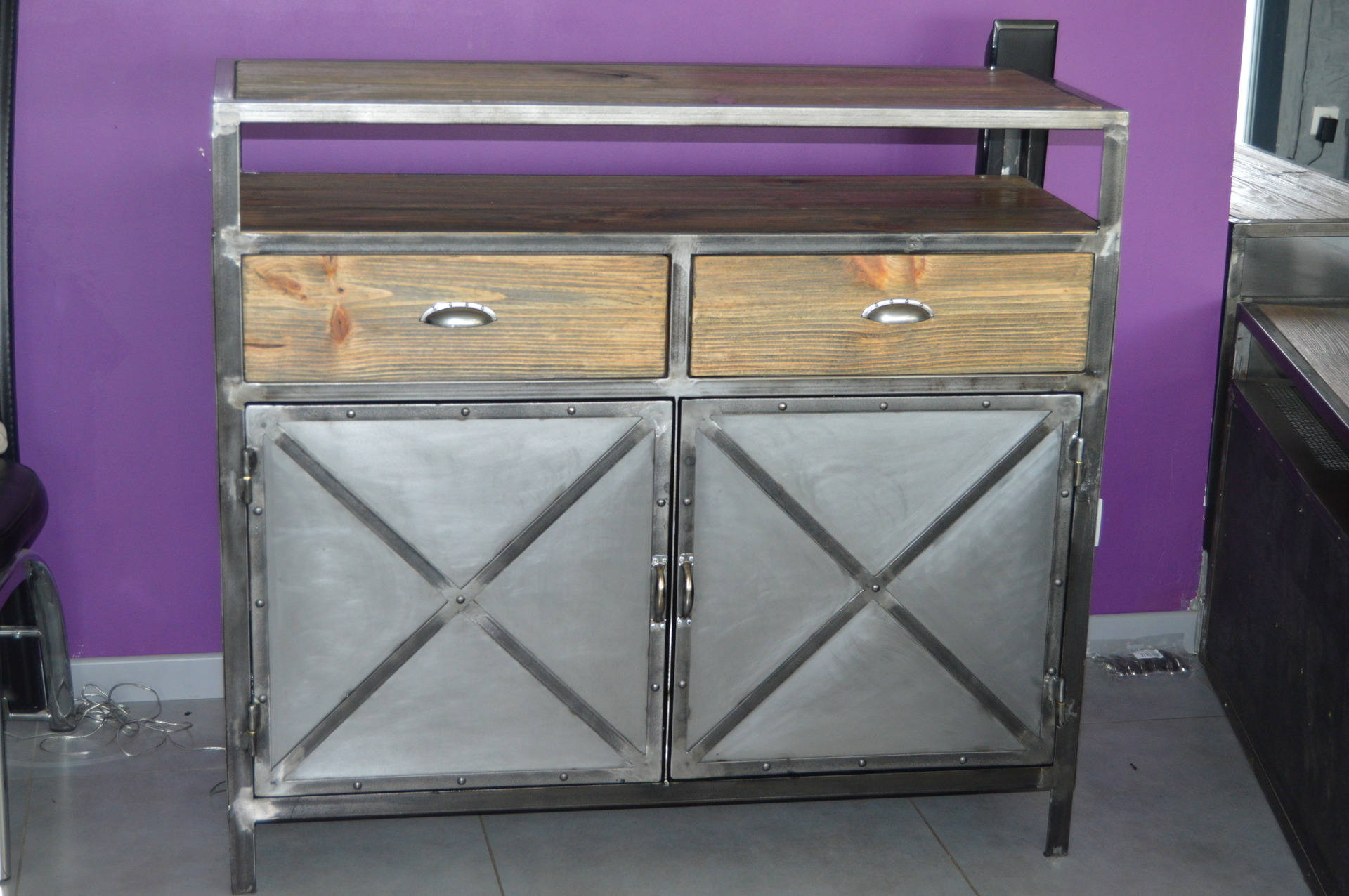 Meuble Industriel Buffet 2 Portes Style Vintage