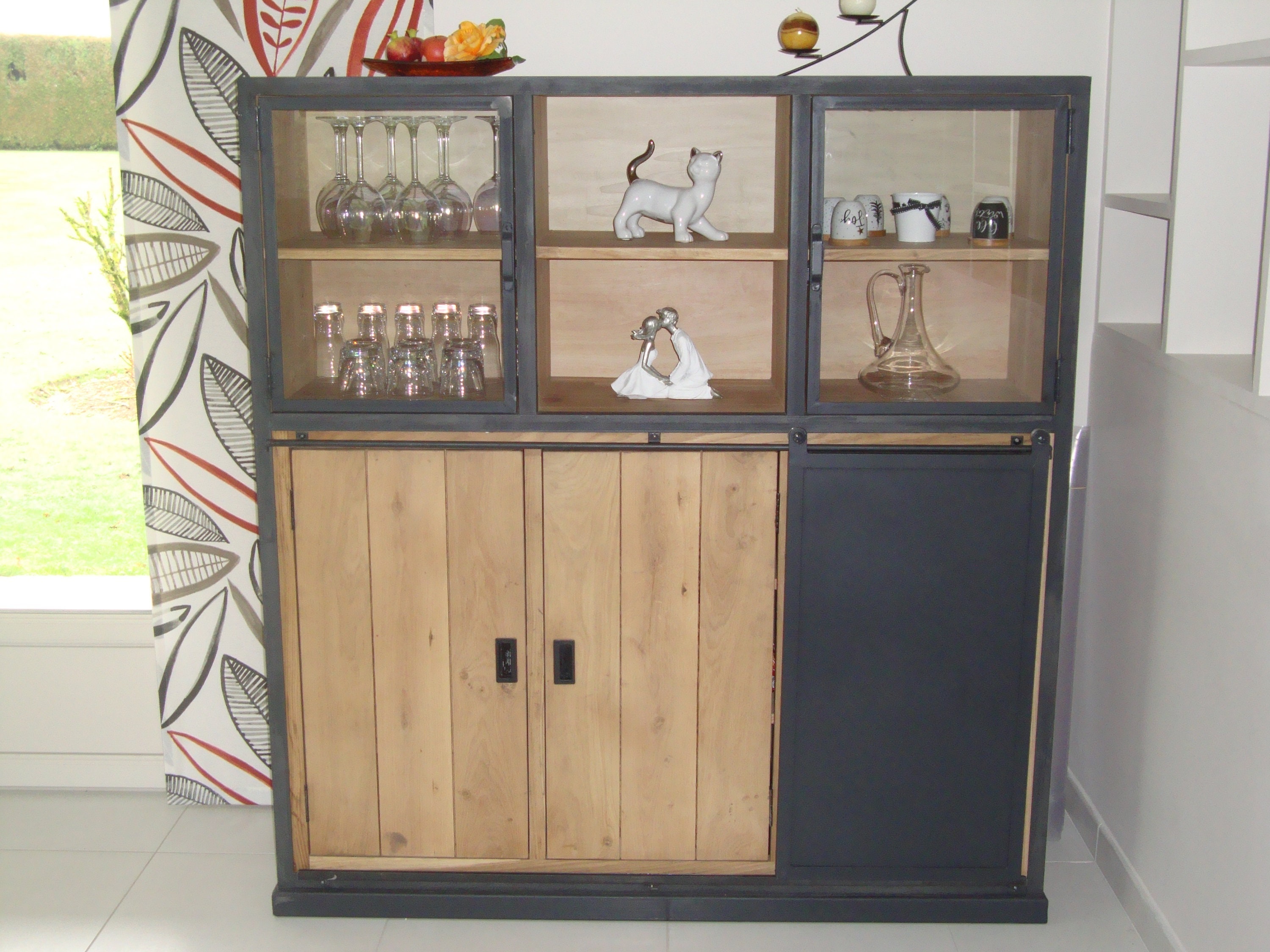 Vaisselier Buffet Industriel Chêne Massif