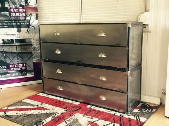 Industrial Style Door Dresser With Clamshell Etsy