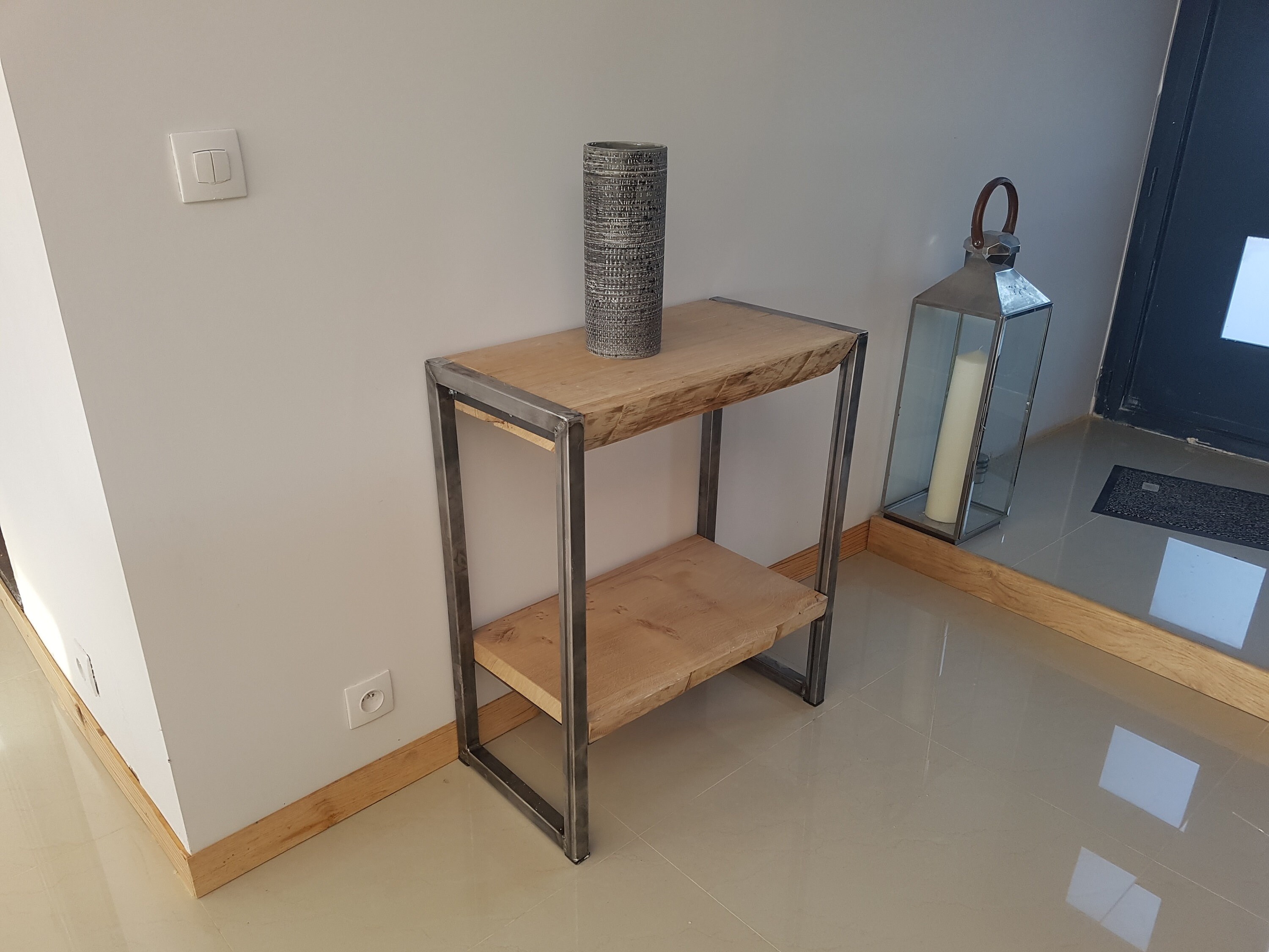 Console Industriel en Chêne Massif Naturel Vernis