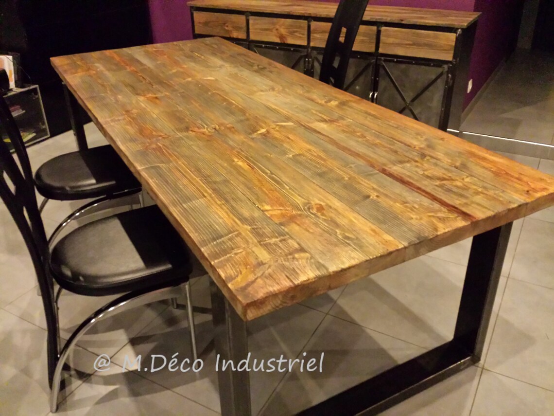 Industrial furniture dining table foot steel tray in solid Etsy