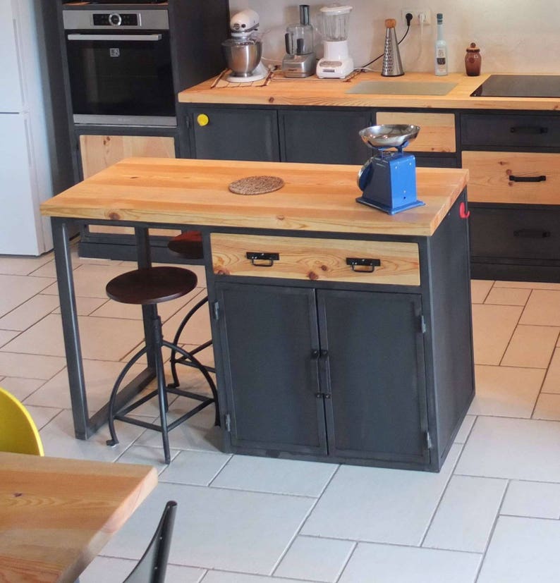 Centro de cocina industrial isla 4 puertas de acero 2 cajones | Etsy