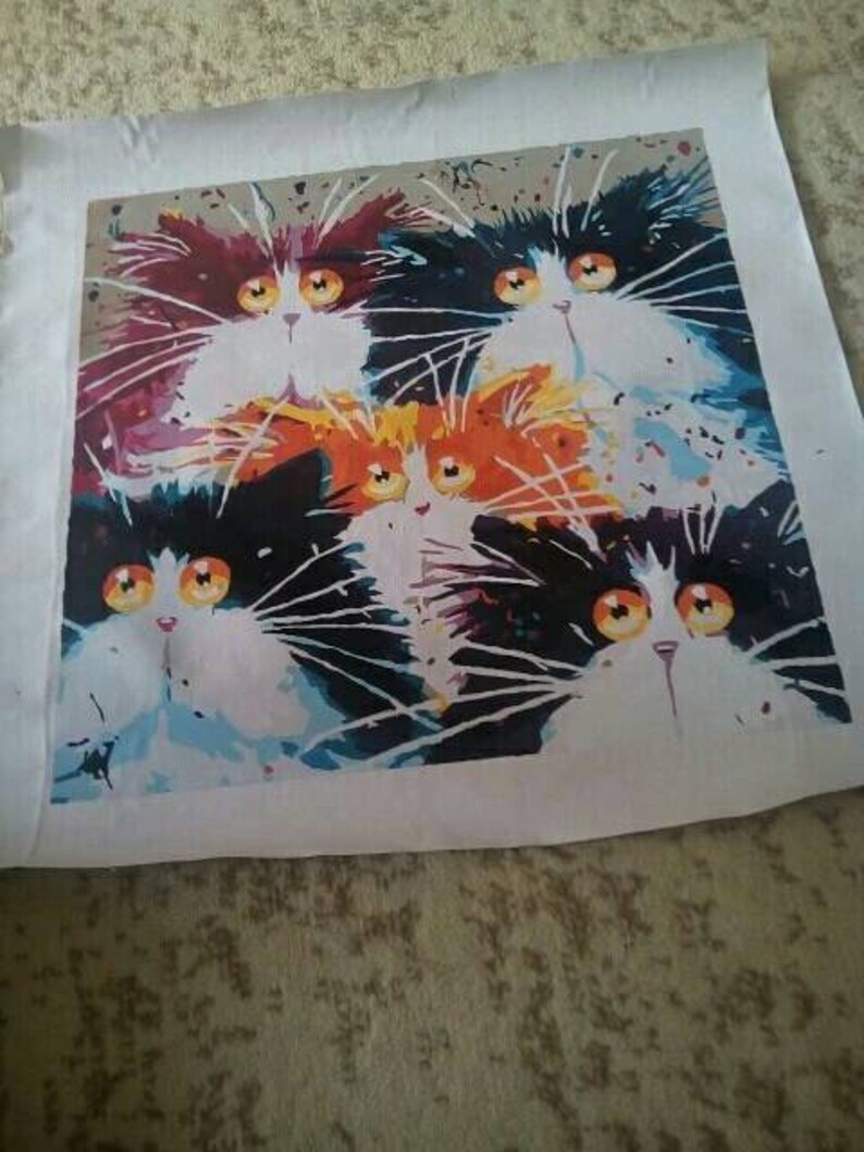 Cat Paint By number,Cat Diy Painting Kit,Painting On Canvas,Wall Picture Frame Set,Diy Painting,Cat Diy Paint Kit