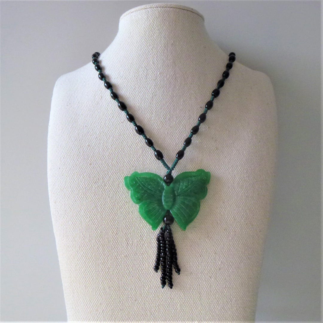 Imperial Jade Butterfly Necklace Dyed Green Jade Type C Etsy