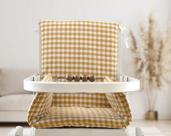 Cojín trona Vichy – 4 colores – Universal para bebé – Hecho a mano en Francia – Algodón OEKO-TEX®