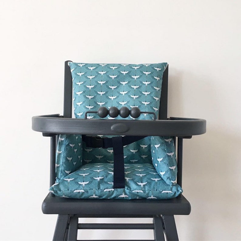 High Chair Cushion Coated Cotton Oekotex Blue Birds Etsy