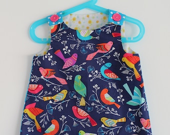 Mignonne petite robe "Oiseaux multicolores" T 3 ans