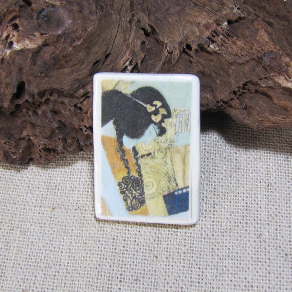 Cabochon art peinture tableau céramique artisanale, Klimt, bijou, mosaïque scrapbooking embellissement, extrait frise Beethoven