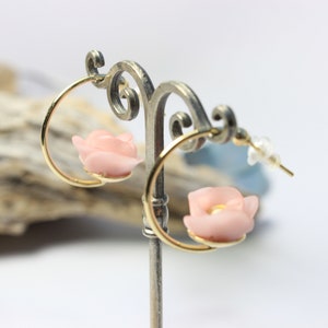 Earrings, 3 micron gold plated, original model, modeled in cold porcelain - unique piece