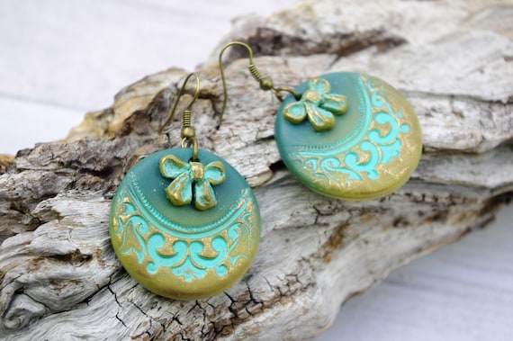 Turquoise Earrings Modeled in Cold Porcelain Etsy Ireland