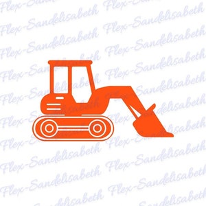 Backhoe loader construction equipment heat-transfer vinyl applied to textiles, size and color of your choice