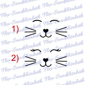 visage chat lapin animal kawaii 2 versions flex thermocollant appliqué transfert textile couleur et dimension au choix