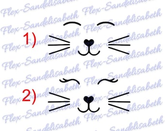 Kawaii cat/rabbit face, 2 versions, heat-transfer vinyl appliqué, textile transfer, color and size of your choice