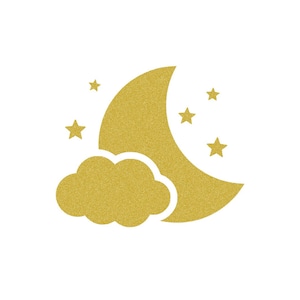 Mond, Wolken, Sterne – flexible, heißsiegelfähige Textiltransferfolie, Farbe und Abmessungen nach Wahl