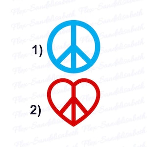 simbolo di pace e amore applicato su tessuto flessibile, colore e dimensione a scelta